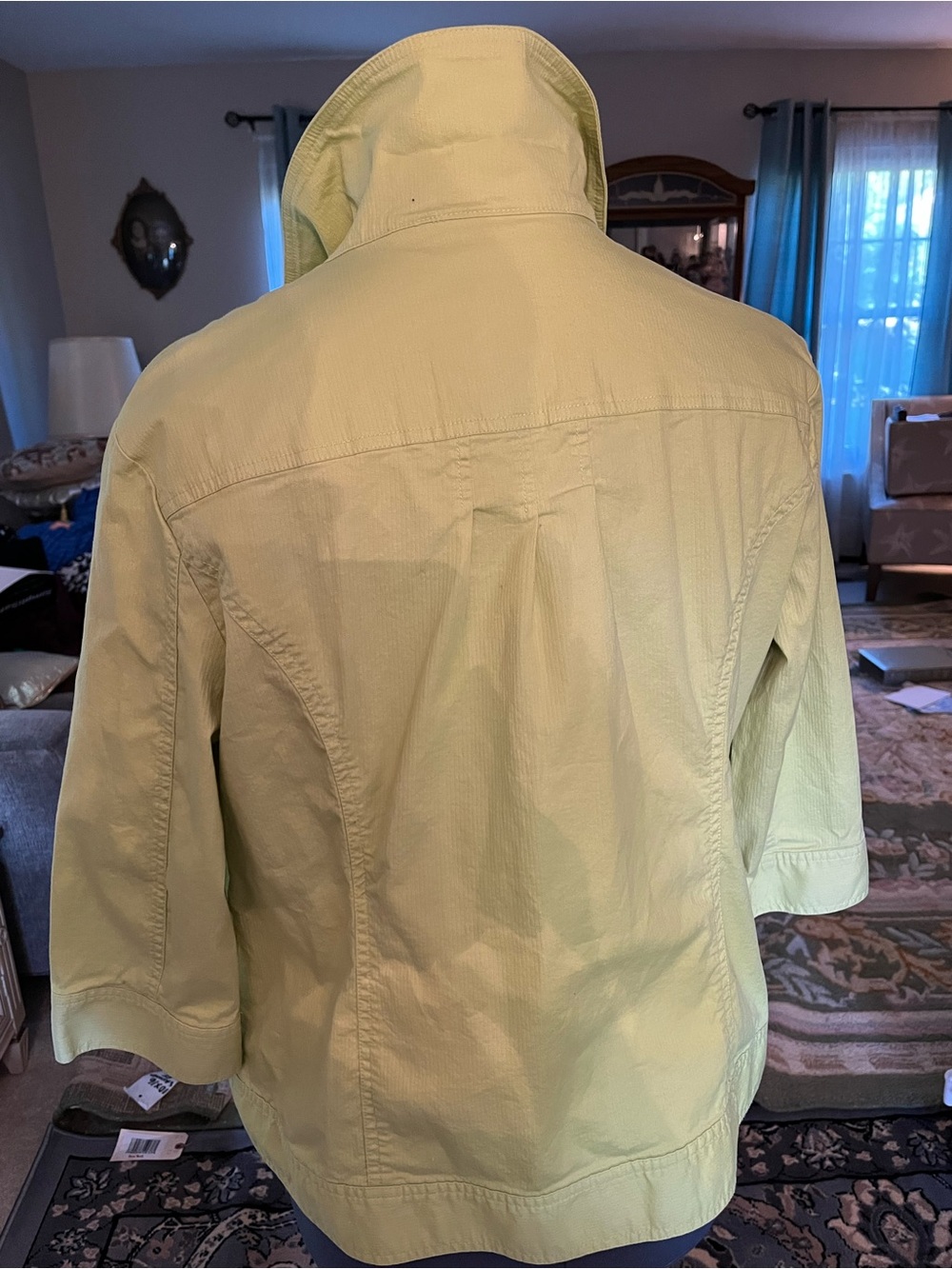 Chico’s Lime Green Lightweight Button-Up Jacket - Picture 2 of 3